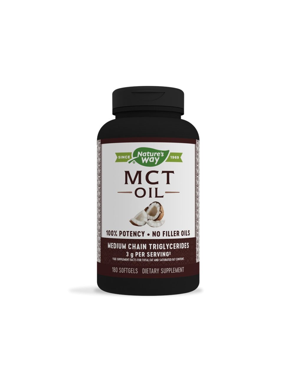 Средноверижни триглицериди от кокосово масло / MCT Oil Nature’s Way x 180 софтгел капсули