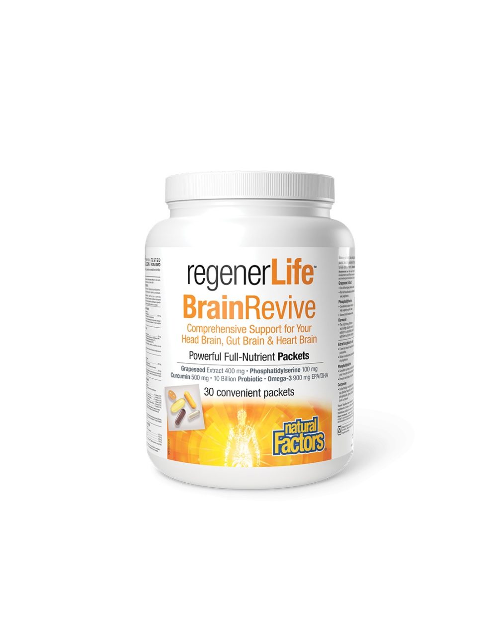 30 дневна програма в подкрепа на когнитивното и мозъчно здраве – Rеgener Life™ BrainRevive, 30 индивидуално опаковани пакетчета Natural Factors