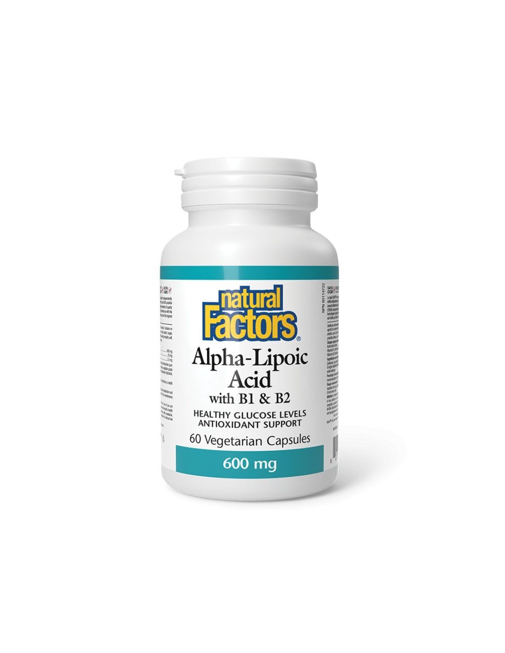 Алфа липоева киселина 600 mg + витамин В1 и В2, 60 V капсули Natural Factors