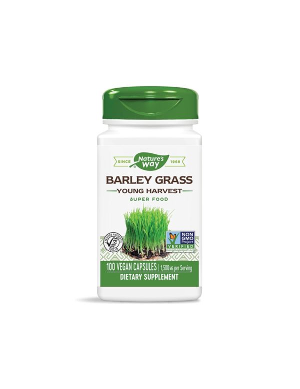 Barley Grass – Ечемичена трева – зелена суперхрана за алкализиране и укрепване на организма, 500 mg, 100 капсули Nature’s Way