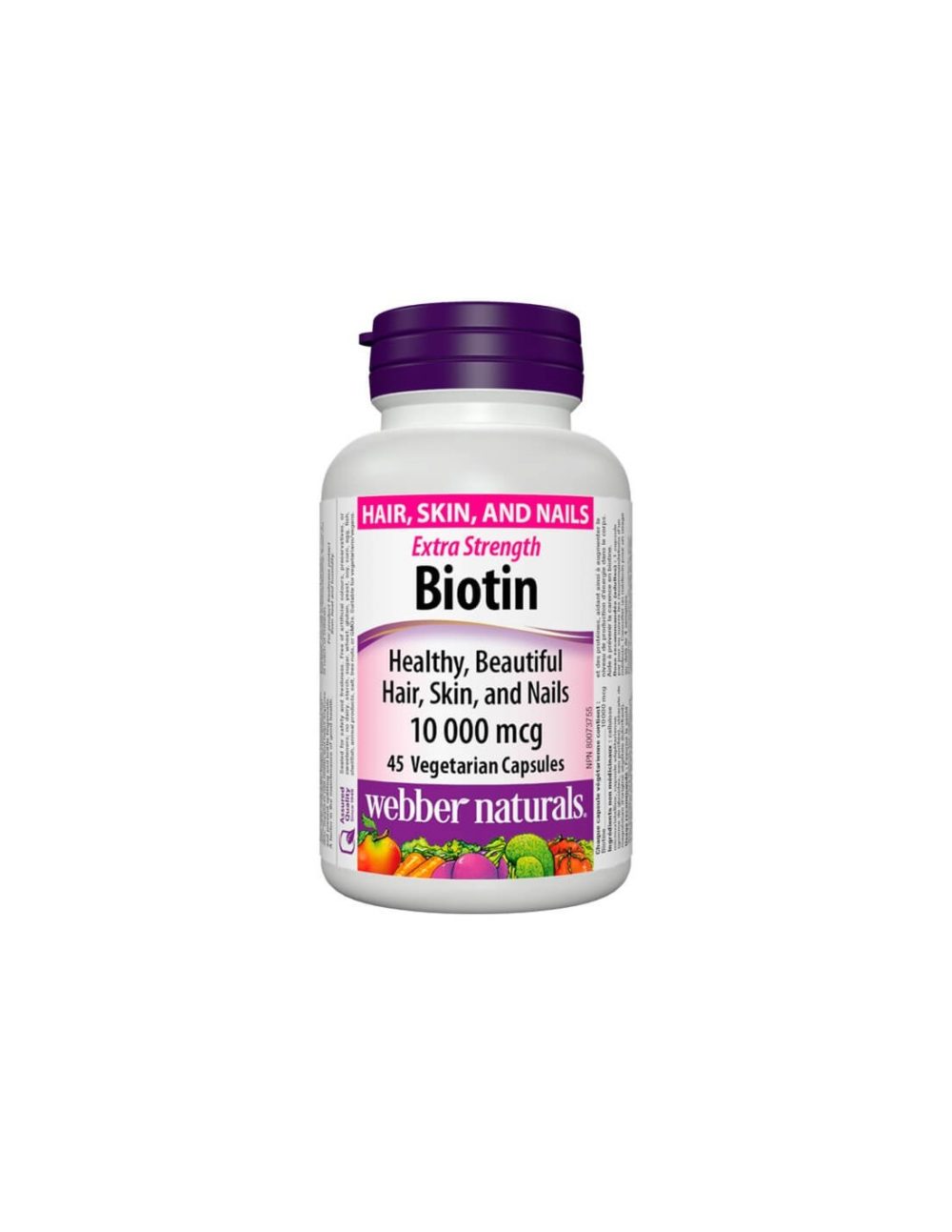 Biotin Extra Strength / Биотин екстра сила, 10000 mcg, 45 капсули Webber Naturals