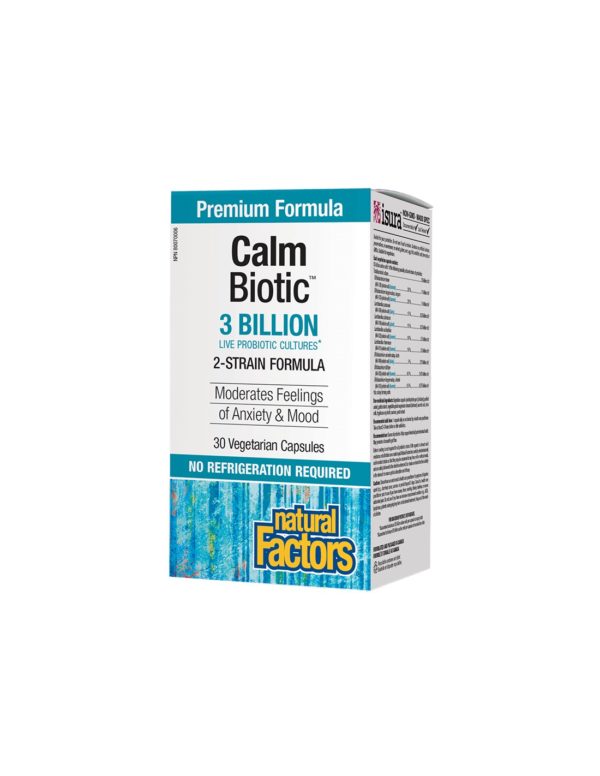 Calm Biotic® – Пробиотик срещу стрес и нервен стомах 3 млрд. активни пробиотици, 2 щама, 30 капсули Natural Factors