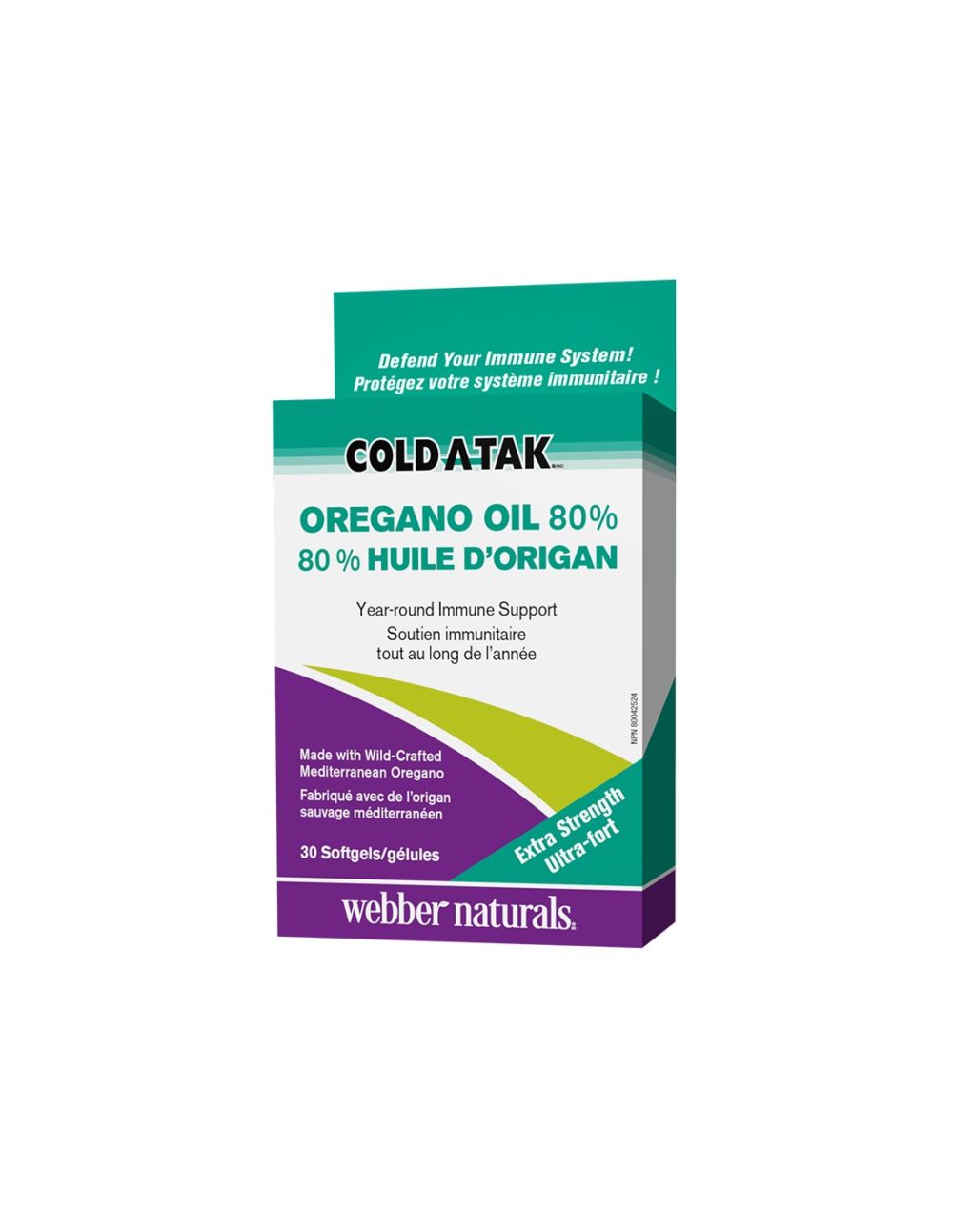 Cold-A-Tak® Oregano Oil Extra Strength / Риган (масло / 80% карвакрол), 180 mg, 30 софтгел капсули