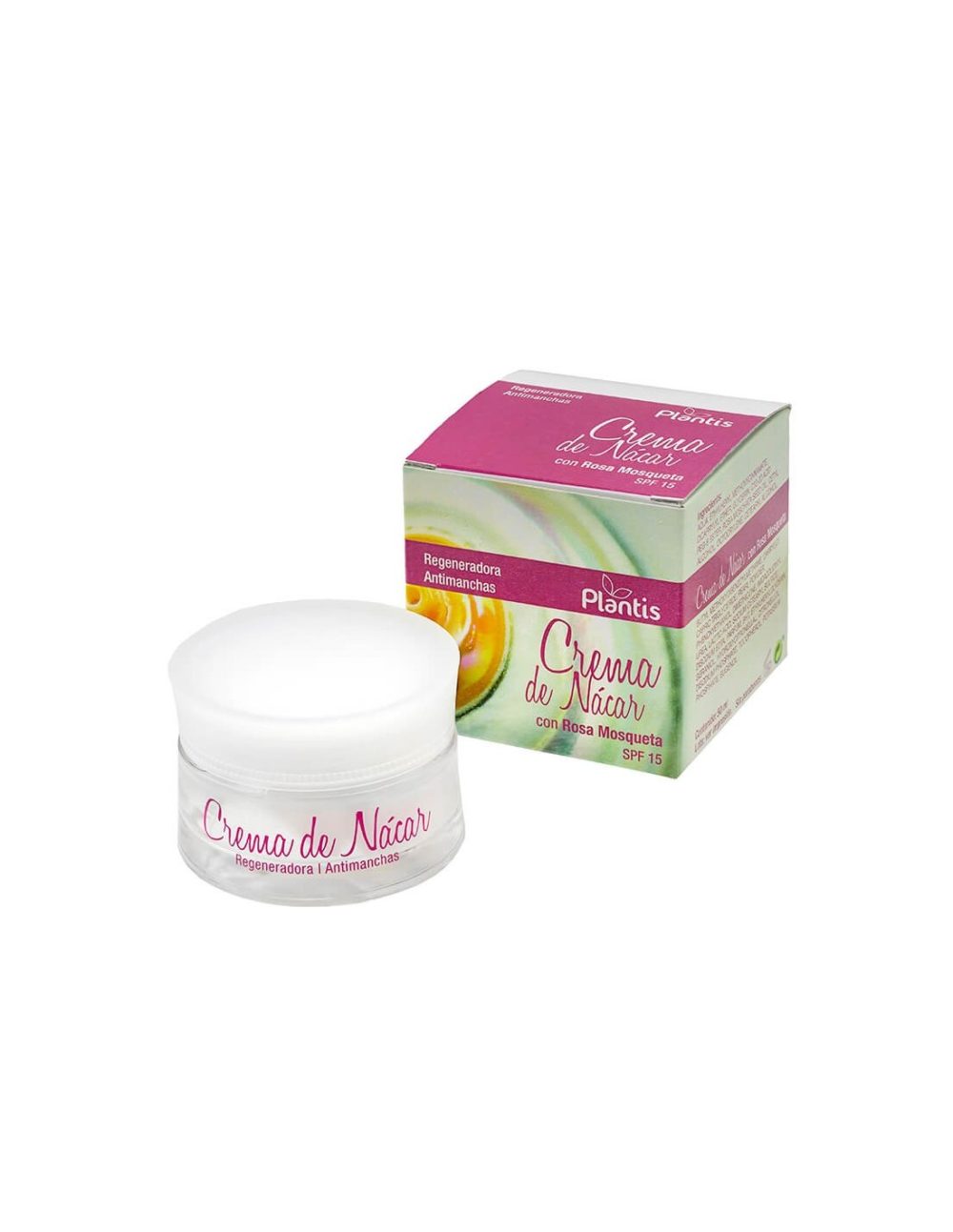 Крем за лице с шипки и перлен прах (защитен фактор 15) – Crema de Nácar con Rosa Mosqueta SPF 15 Plantis®, 50 ml Artesania