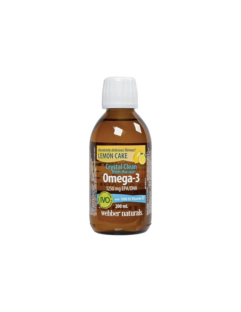 Crystal Clean from the sea® Omega-3 1250 mg (EPA/DHA 750/500) – Омега-3 + витамин D3 1000 IU, 200 ml Webber Naturals