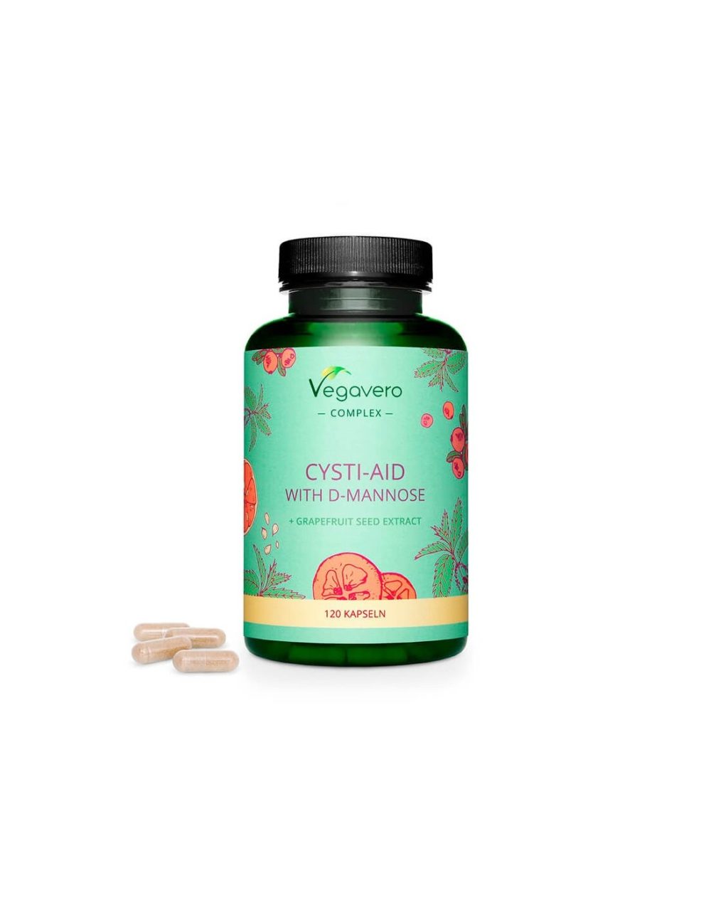 Cysti-Aid with D-Mannose + Grapefruit Seed Extract – Формула с D-маноза и екстракт от семена на грейпфрут,120 капсули Vegavero