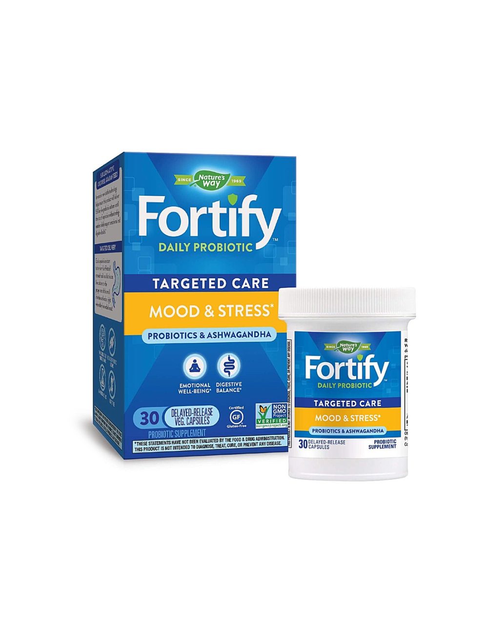 Fortify™ Daily Probiotic Mood and Stress – Фортифай пробиотик срещу стрес, 5 милиарда активни пробиотици, 30 капсули Nature’s Way