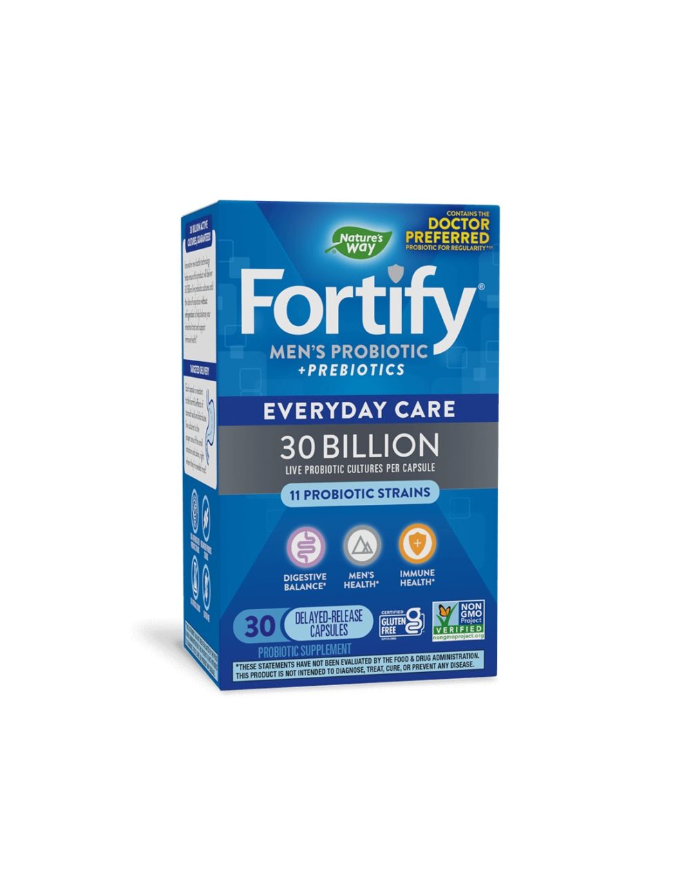 Fortify Men’s Probiotic + Prebiotic Everyday Care – Фортифай пробиотик за мъже – 30 милиарда активни пробиотици, 30 капсули Nature’s Way