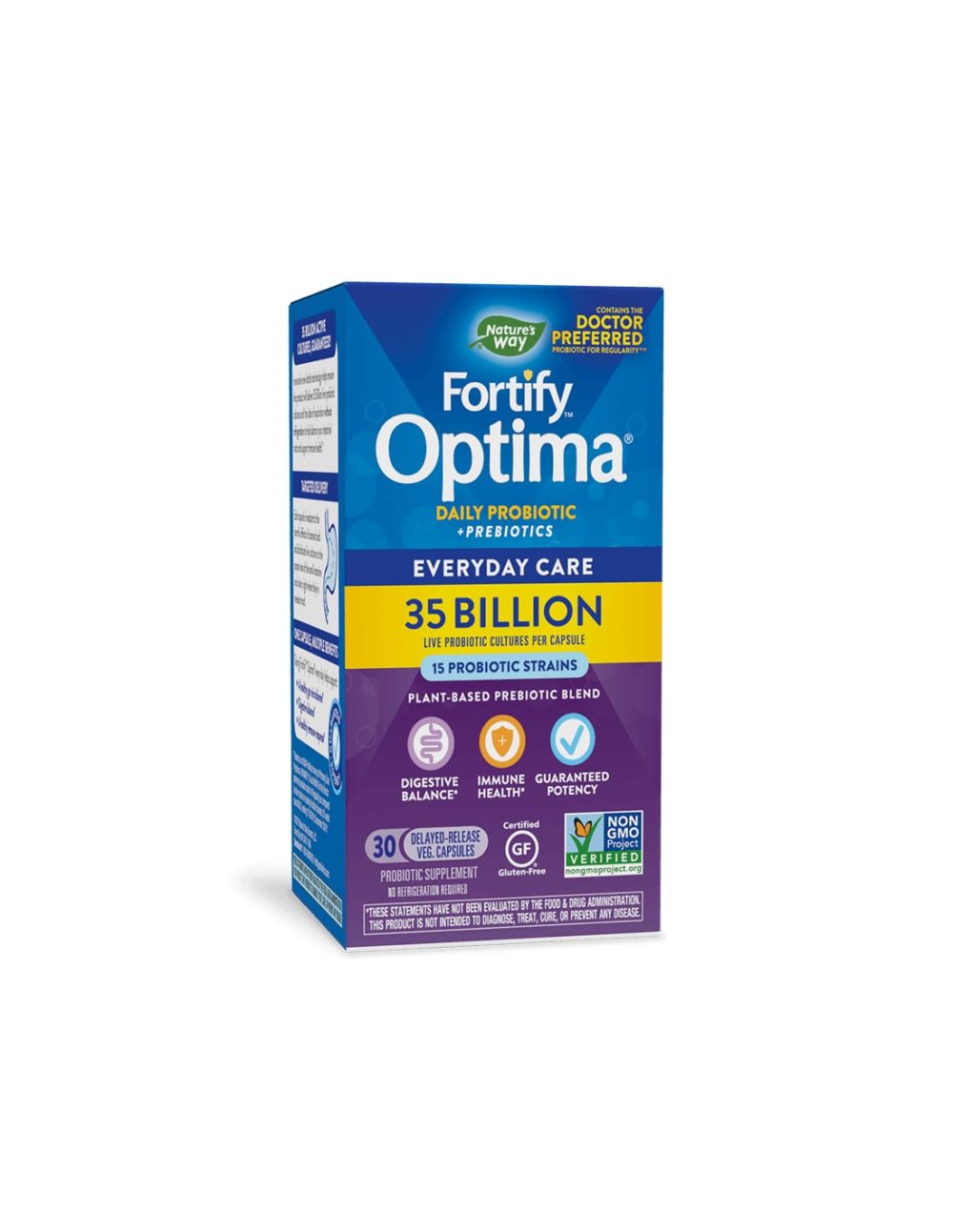 Fortify™ Optima®  Daily Probiotic + Prebiotic – Фортифай Оптима пробиотик, 35 милиарда активни пробиотици, 30 капсули Nature’s Way