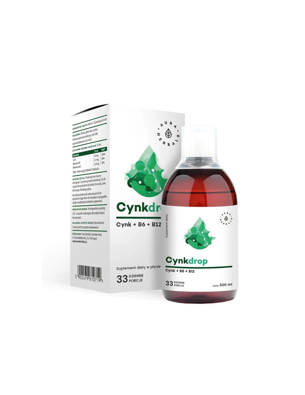 Имунитет и Нервна система – Цинк + Витамин B6 и B12, 500 ml Aura Herbals