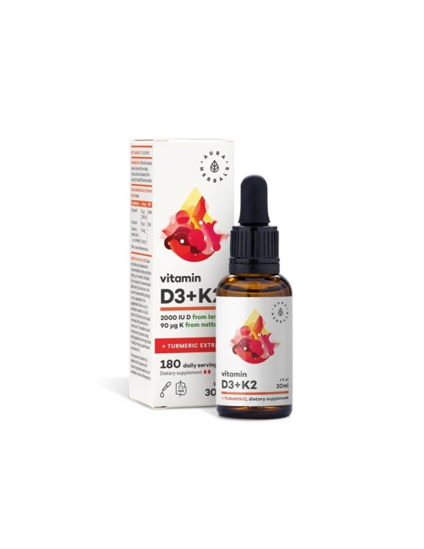 Кости и стави – Витамин D3 800 IU + K2 36 µg + Куркума, 30 ml капки