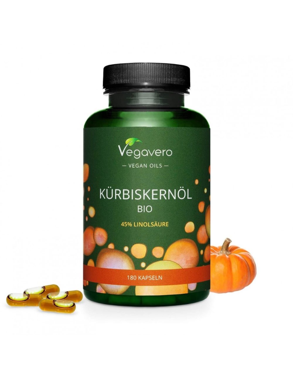 Кürbiskernöl Bio/ Масло от био тиквено семе, 180 капсули, 100% Vegan Vegavero