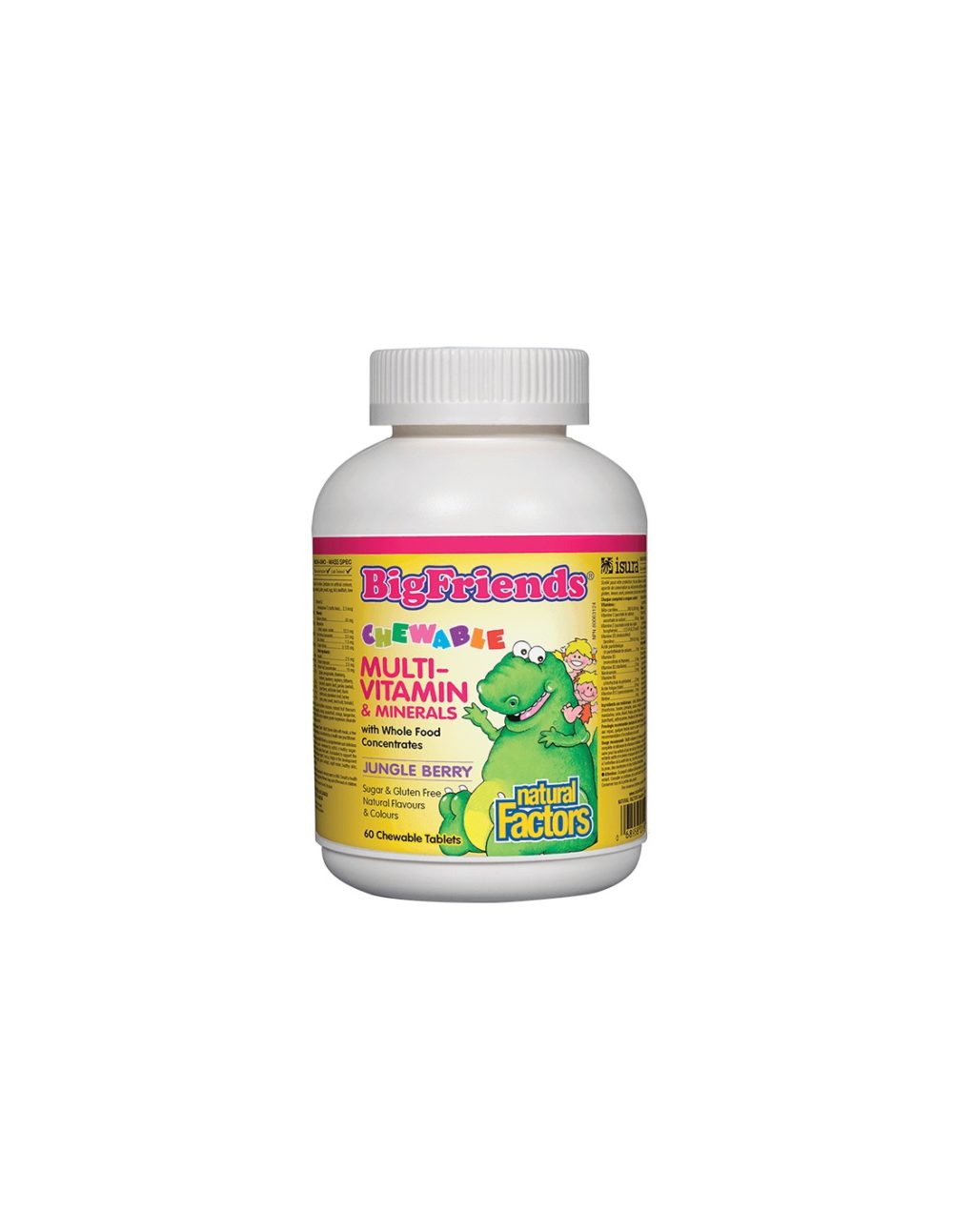 Multi-Vitamin & Minerals Big Friends® / Мултивитамини и минерали за деца х 60 дъвчащи таблетки с вкус на плодове от джунглата Natural Factors