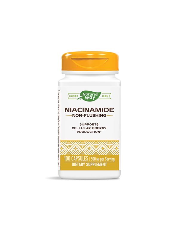 Niacinamide/ Ниацинамид (непредизвикващ зачервяване) 500 mg х 100 капсули  Nature’s Way