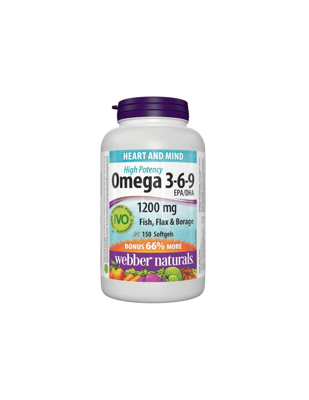 Омега 3-6-9 / Omega 3-6-9 Webber Naturals 1200 mg х 150 софтгел капсули