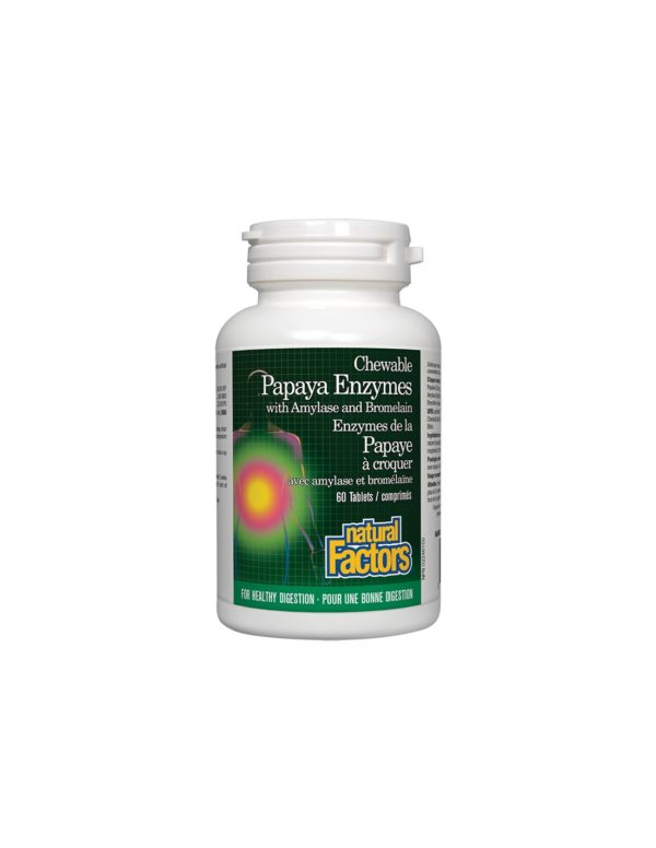 Papaya Enzymes with Amylase and Bromelain – Папая ензими с амилаза и бромелаин, 60 дъвчащи таблетки Natural Factors