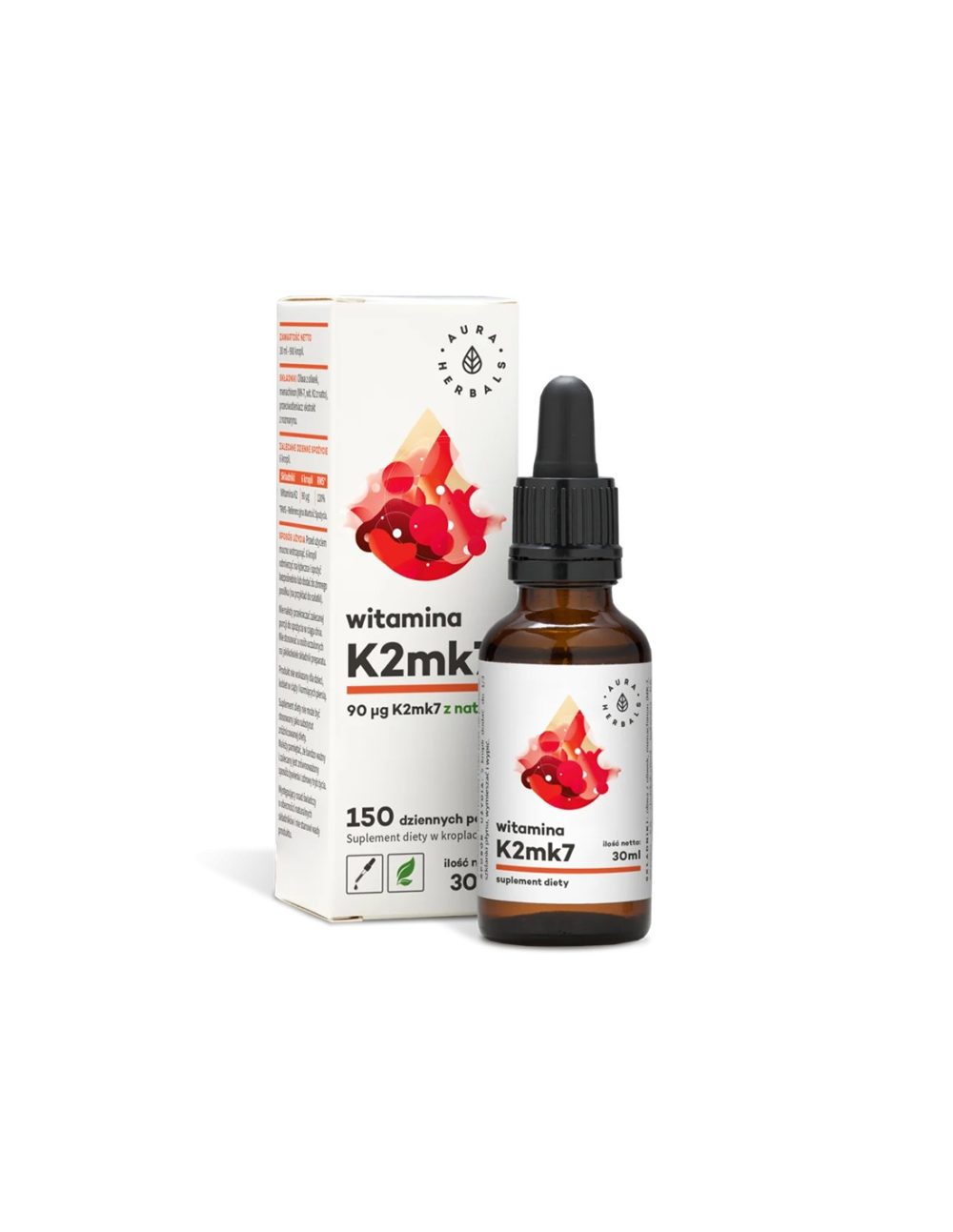 Подобрява плътността на костите – Витамин К2 (МК7), 30 ml капки Aura Herbals
