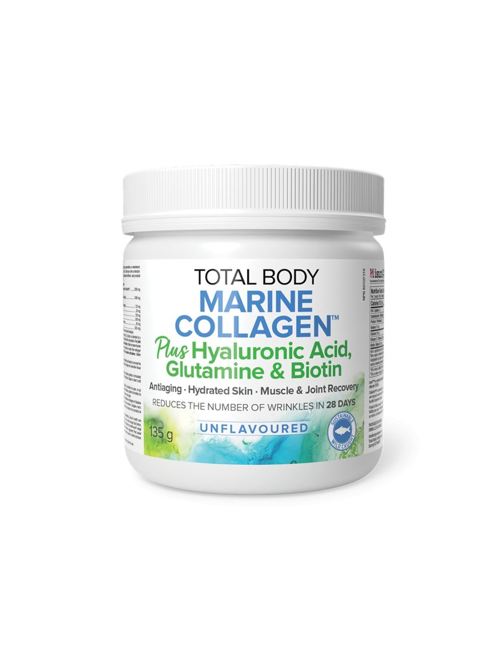 Рибен колаген на прах, с хиалуронова киселина, глутамин и биотин – Total Body Collagen™, 135 g Natural Factors