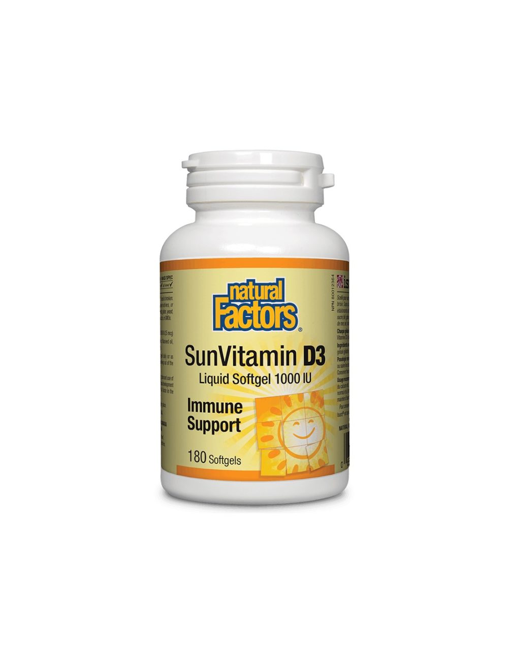 SunVitamin D3 1000 IU, Витамин D3 1000 IU, 180 софтгел капсули Natural Factors
