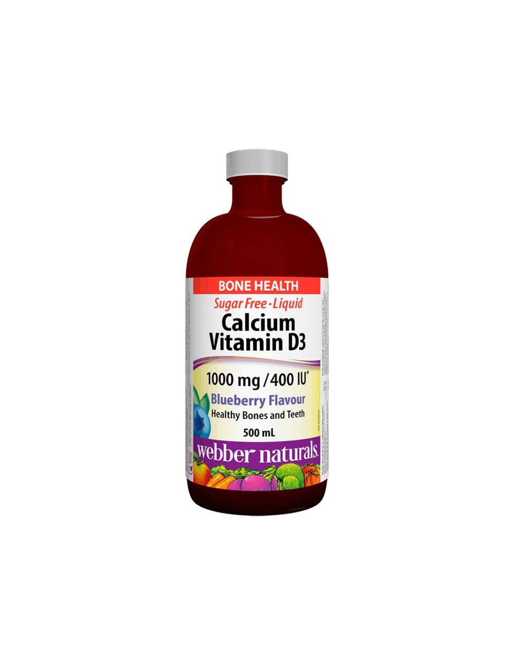 Calcium & Vitamin D3 Liquid/ Калций 1000 mg + Витамин D3 400 IU х 500 ml с вкус на боровинки Webber Naturals