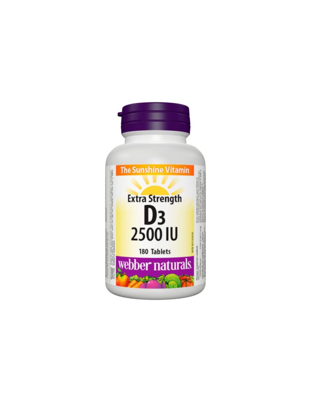 Здрави кости и силен имунитет – Витамин D3 2500 IU, 180 таблетки Webber Naturals