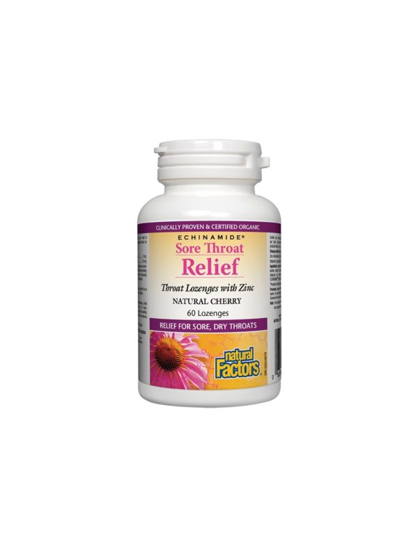 Echinamide® Sore Troat Relief/ При възпалено гърло х 60 таблетки за смучене с Цинк Natural Factors