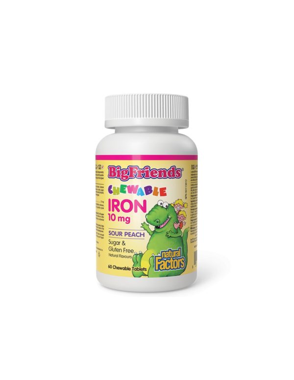 Желязо за деца – Big Friends®, 10 mg, 60 дъвчащи таблетки, с вкус на праскова Natural Factors