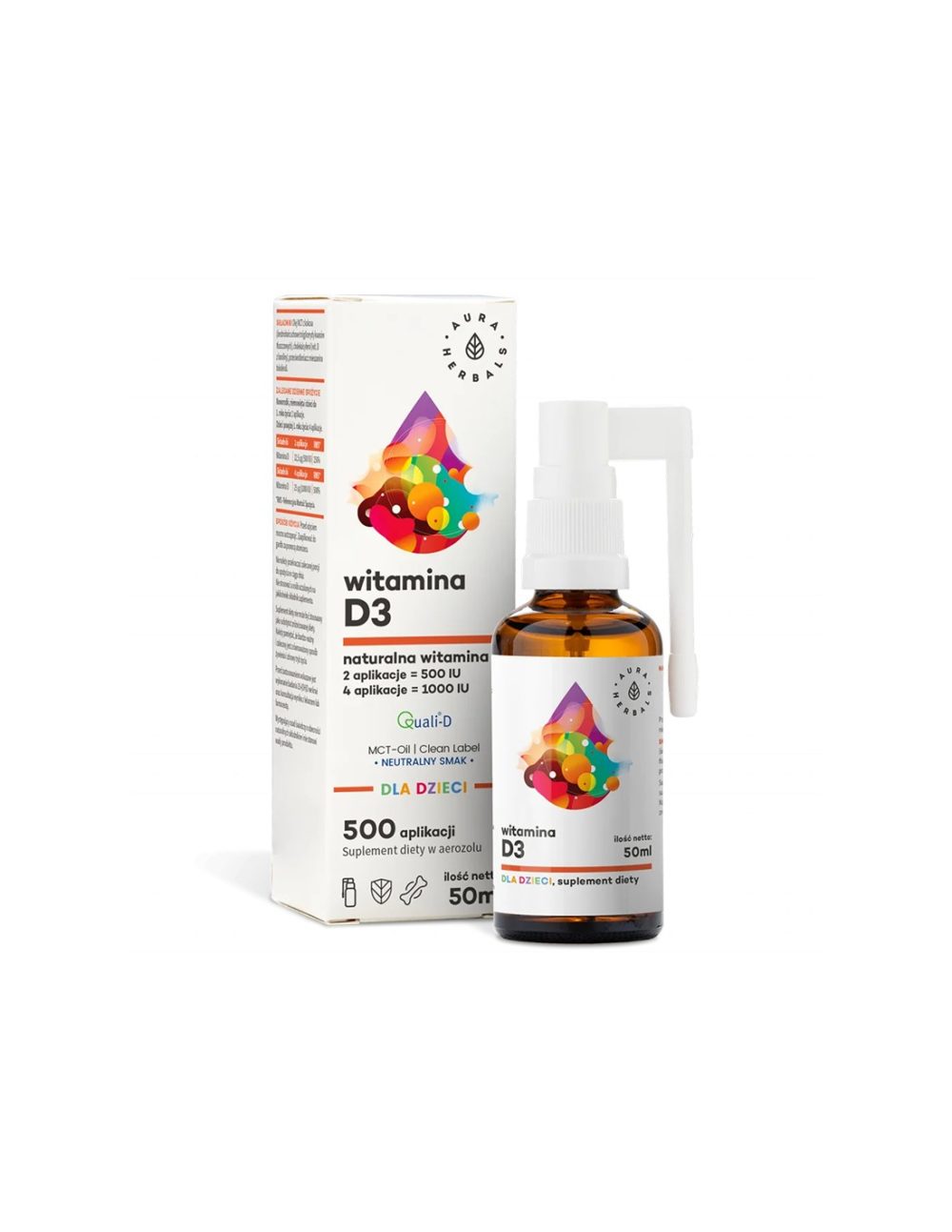 Грижа за костите и силен имунитет – Витамин D3 за деца и възрастни, Спрей за уста, 50 ml Aura Herbals