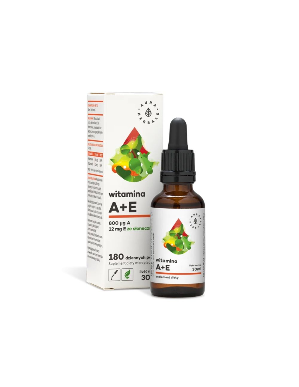 Зрение и имунитет – Витамин А (800 μg) + Е (12 mg), 30 ml капки Aura Herbals