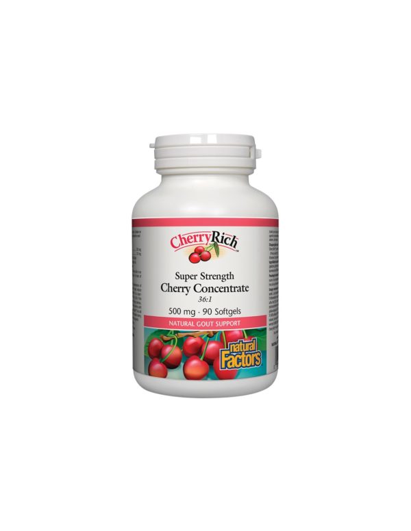 При подагра – Череша супер концентрат – CherryRich™ 500 mg, 90 софтгел капсули Natural Factors