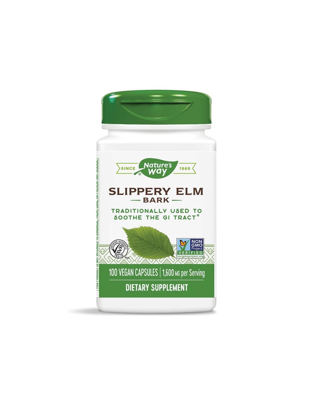 Slippery Elm Bark – Червен бряст (кора) – При раздразнения на стомашната лигавица, 400 mg, 100 капсули Nature’s Way