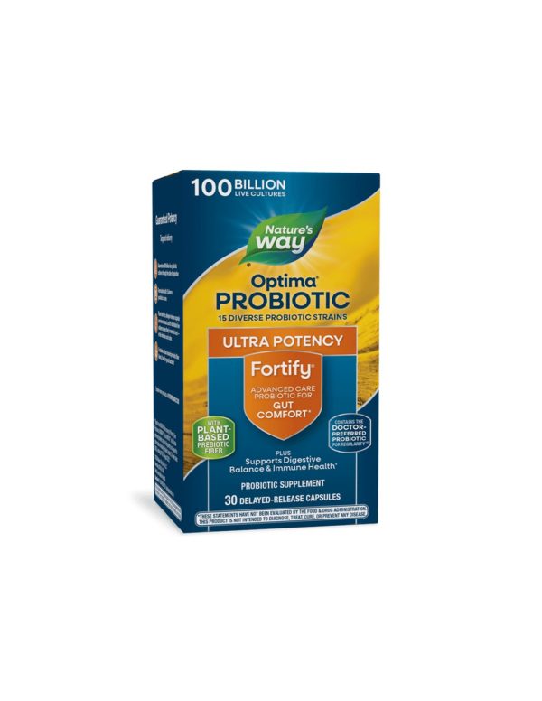 Fortify™ Optima Advanced Care Probiotic – Фортифай Оптима пробиотик + пребиотици, 100 милиарда активни пробиотици, 30 капсули Nature’s Way