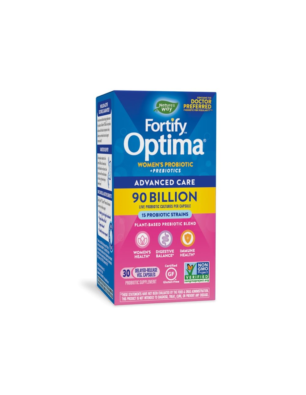 Fortify™ Optima® Women’s Advanced Care – Пробиотик и пребиотици за жени, 90 милиарда активни пробиотици, 30 капсули Nature’s Way