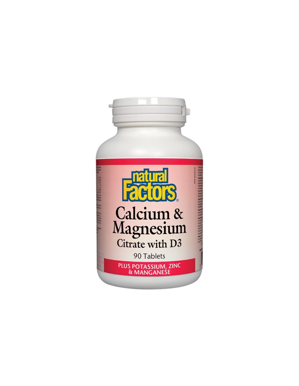 Calcuim & Magnesium Citrate with D3/ Калций с Магнезий (цитрат) и Витамин D3 + Калий, Цинк и Манган х 90 таблетки Natural Factors
