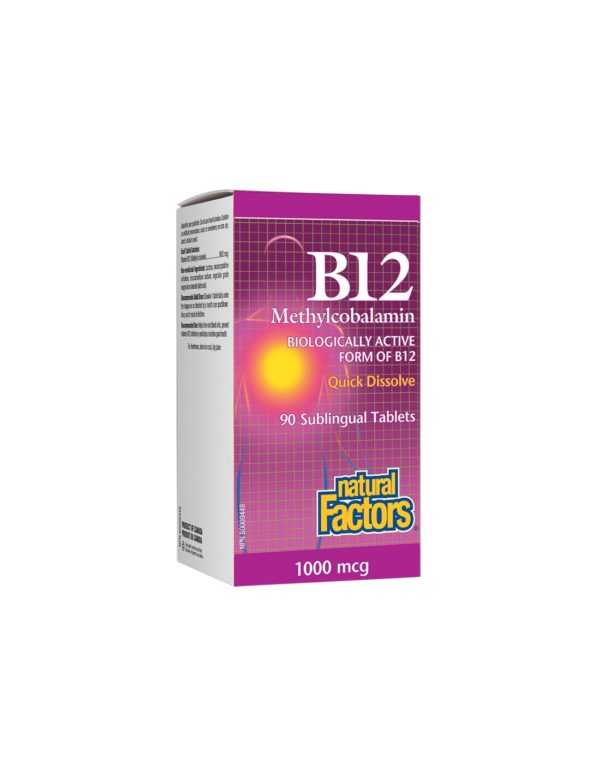 B12 Methylcobalamin/ Витамин В12 (метилкобаламин) 1000 µg, 90 сублингвални таблетки Natural Factors